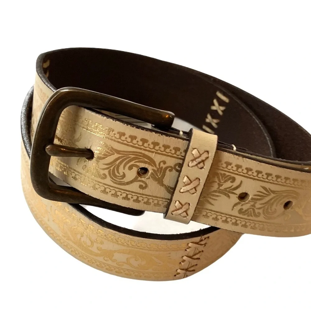 Men’s genuine leather belt size XL gold/yellow
